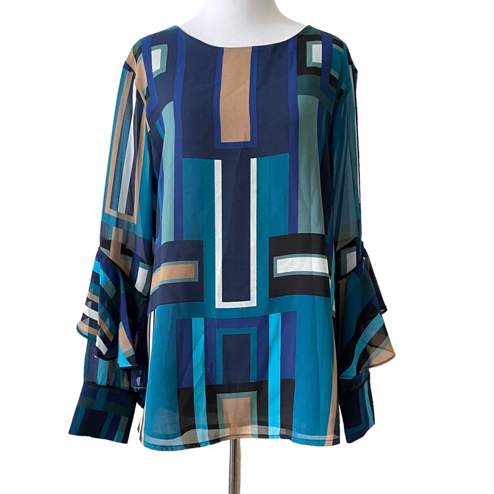 NWT Calvin Klein Women’s Abstract Box Pullover Blouse L